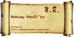 Maksay Renáta névjegykártya